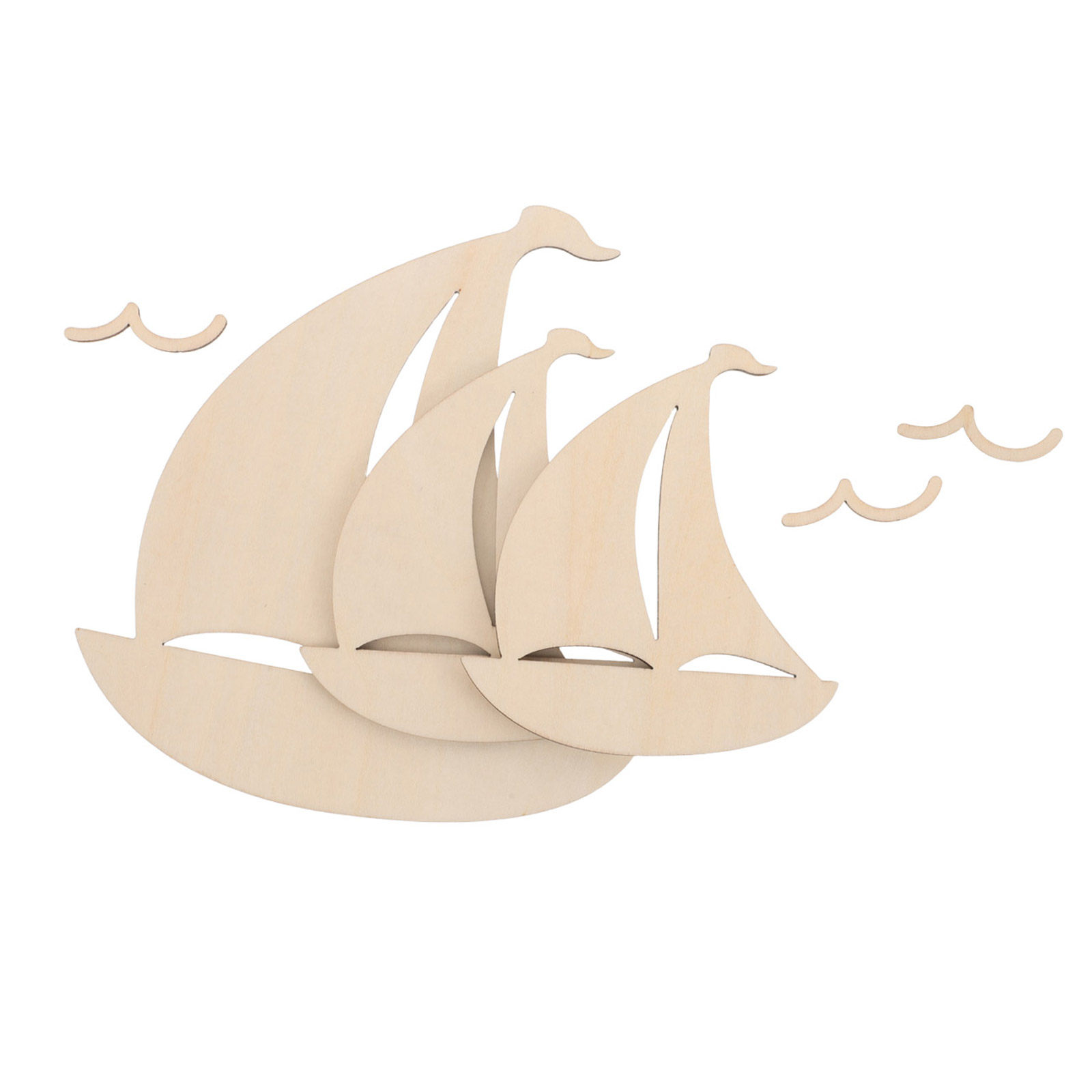 6Pcs Wood Sailboat Cutouts Unf - Art And Craft For Nursery 评论和价格